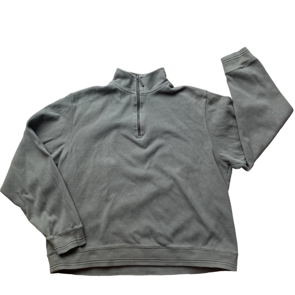 Eddie Bauer 1/4 Zip Sage Green Pullover Rib Knit Sweater Outdoor Gorpcore-L